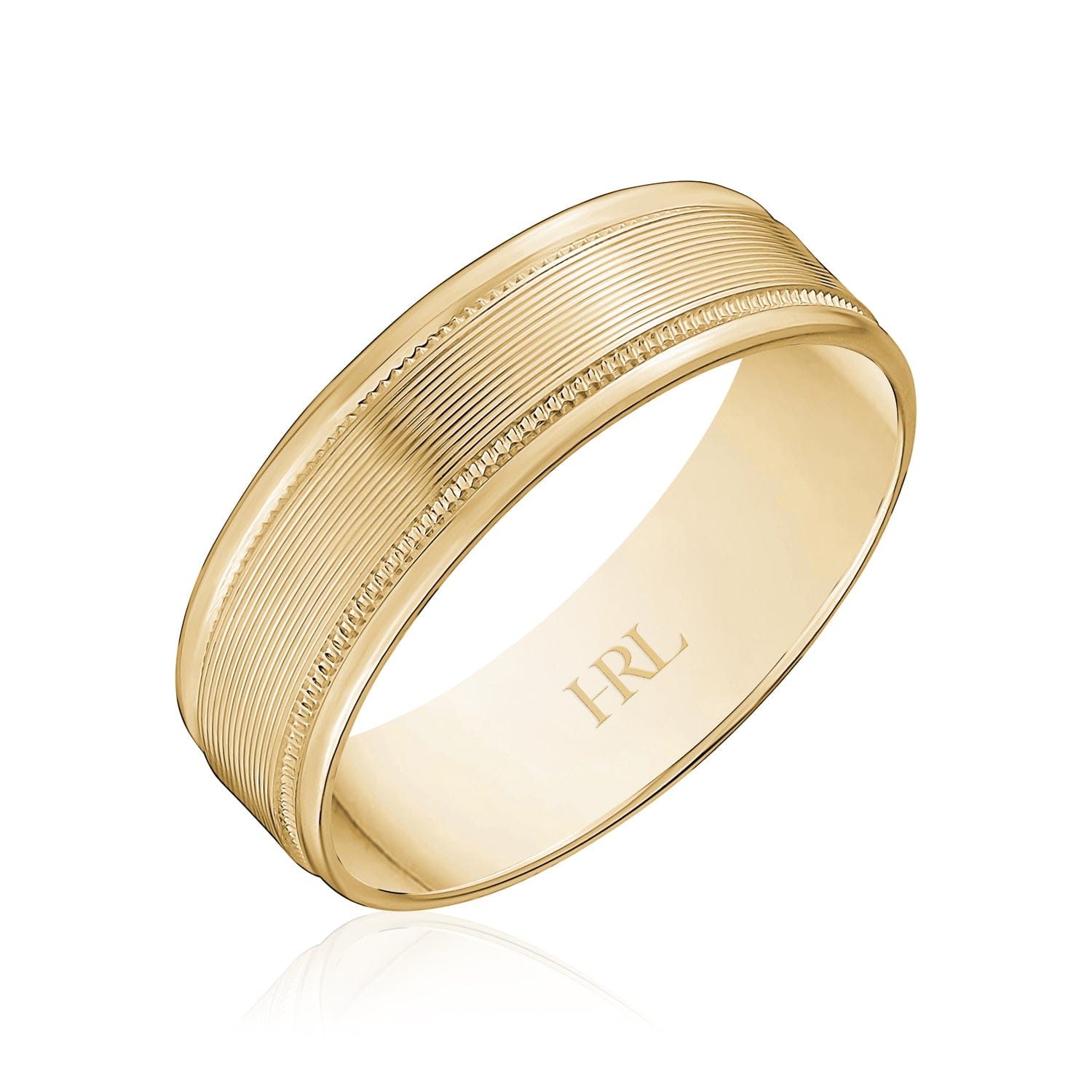Yellow Gold Wedding Band with Fine Line Detailing
