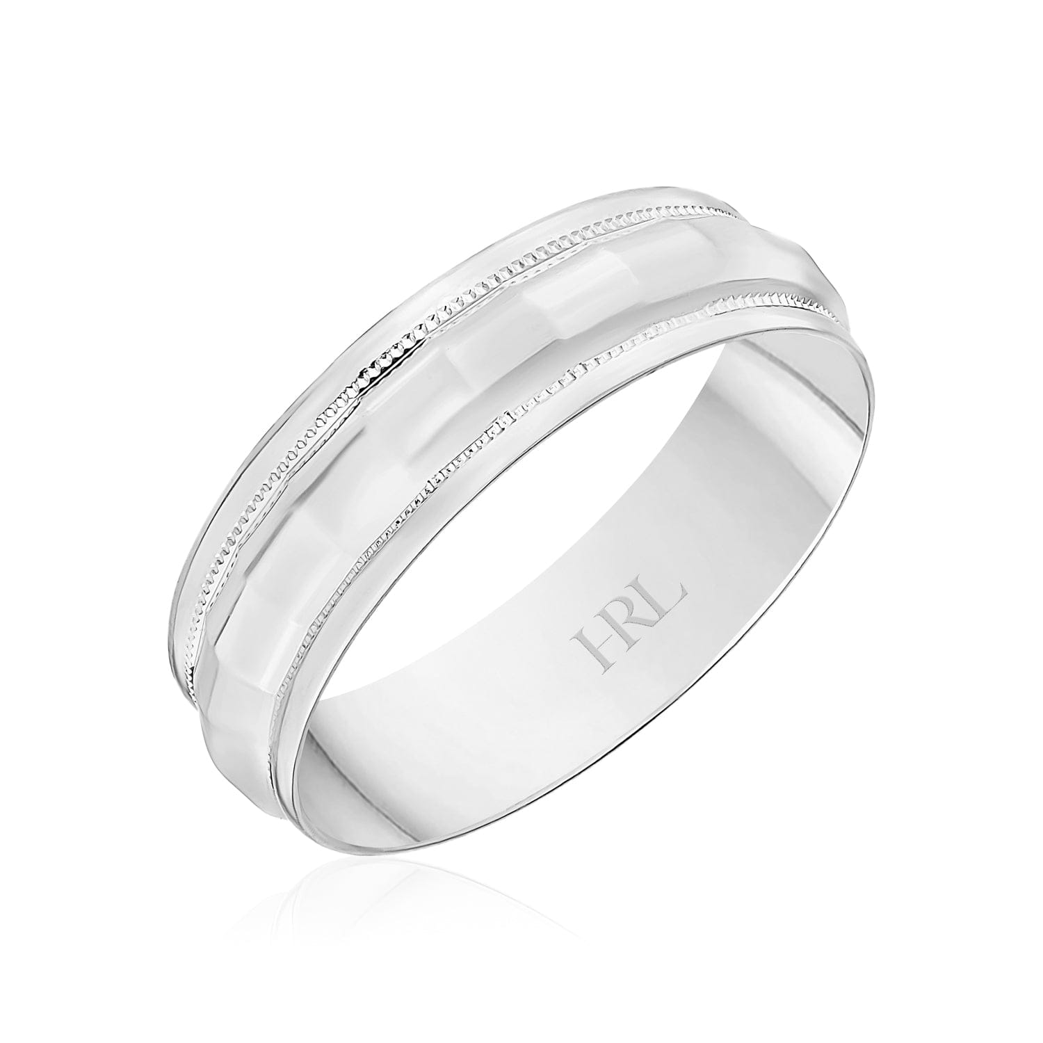 Yellow Gold Wedding Band with Faceted Center