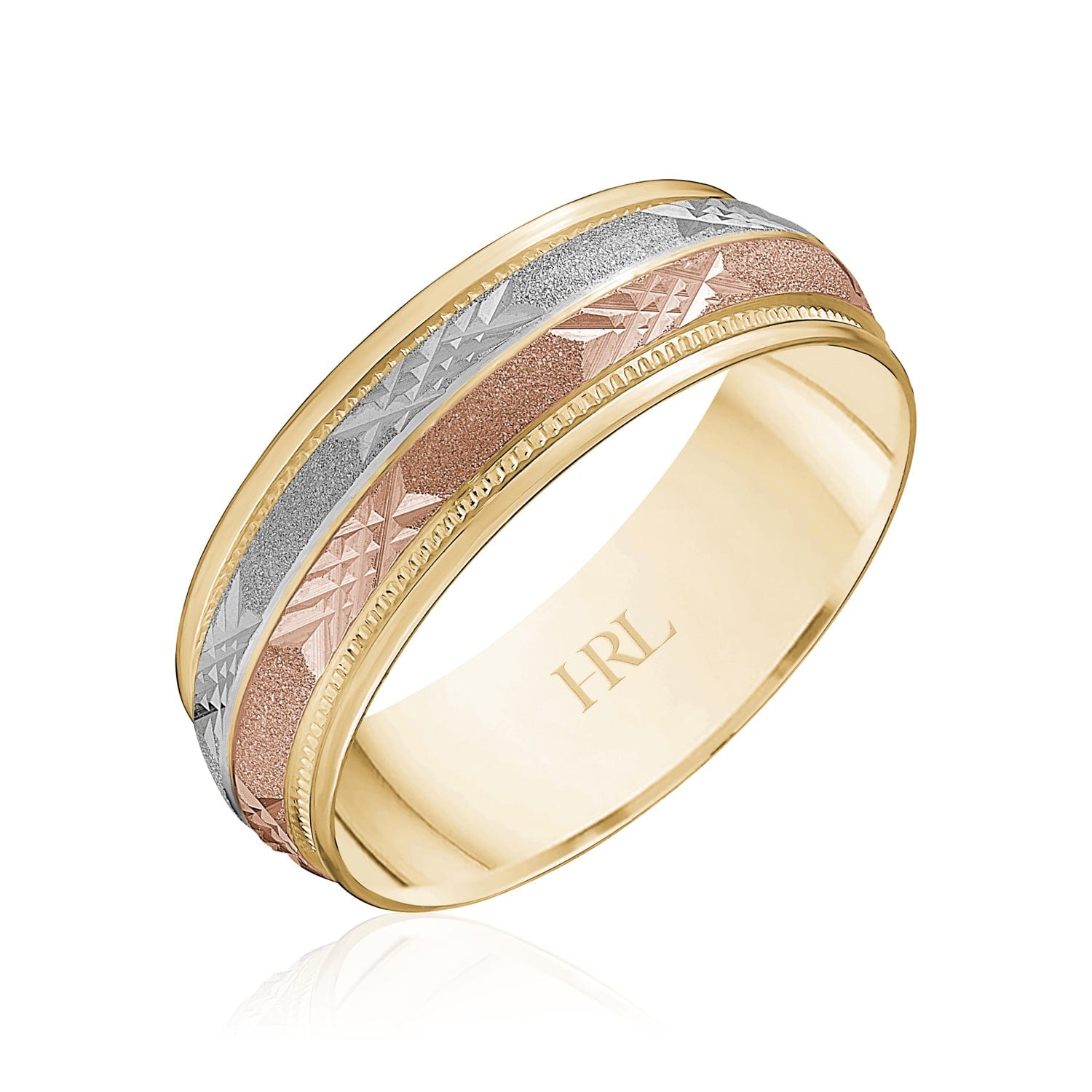 Tricolor Geometric Wedding Band