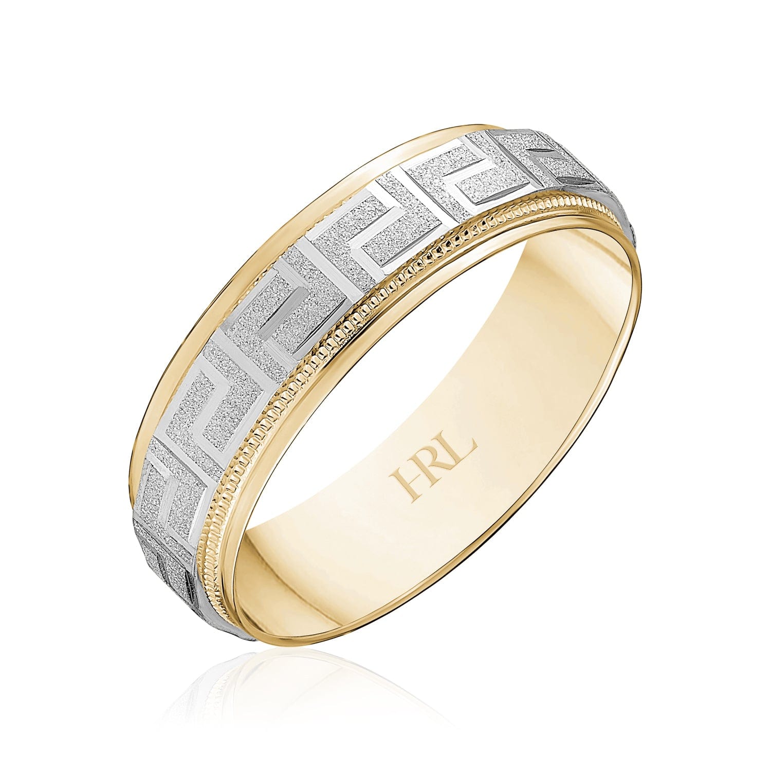 Greek Key Two-Tone Wedding Band