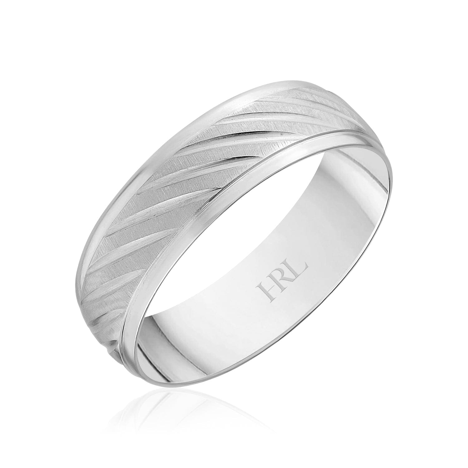 Engraved Feather Pattern Gold Band