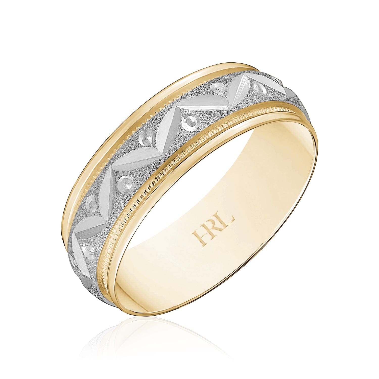 Floral Diamond-Cut Two-Tone Band