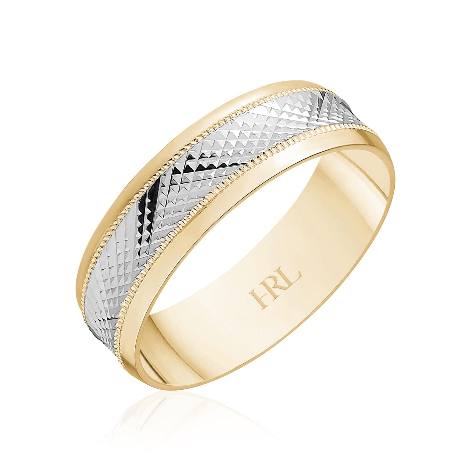 Diamond-Cut Two-Tone Gold Band