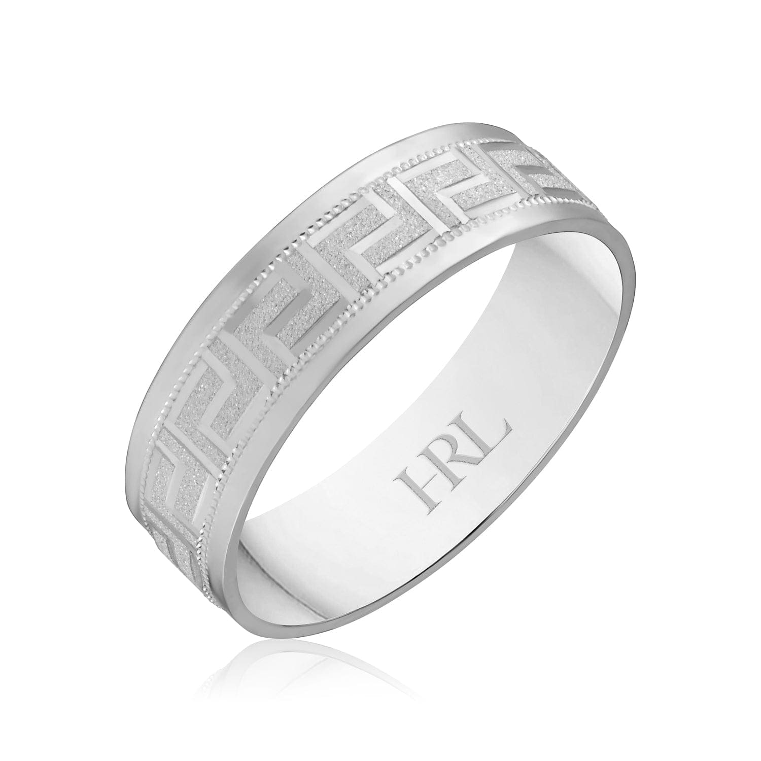 Sleek Greek Key White Gold Band