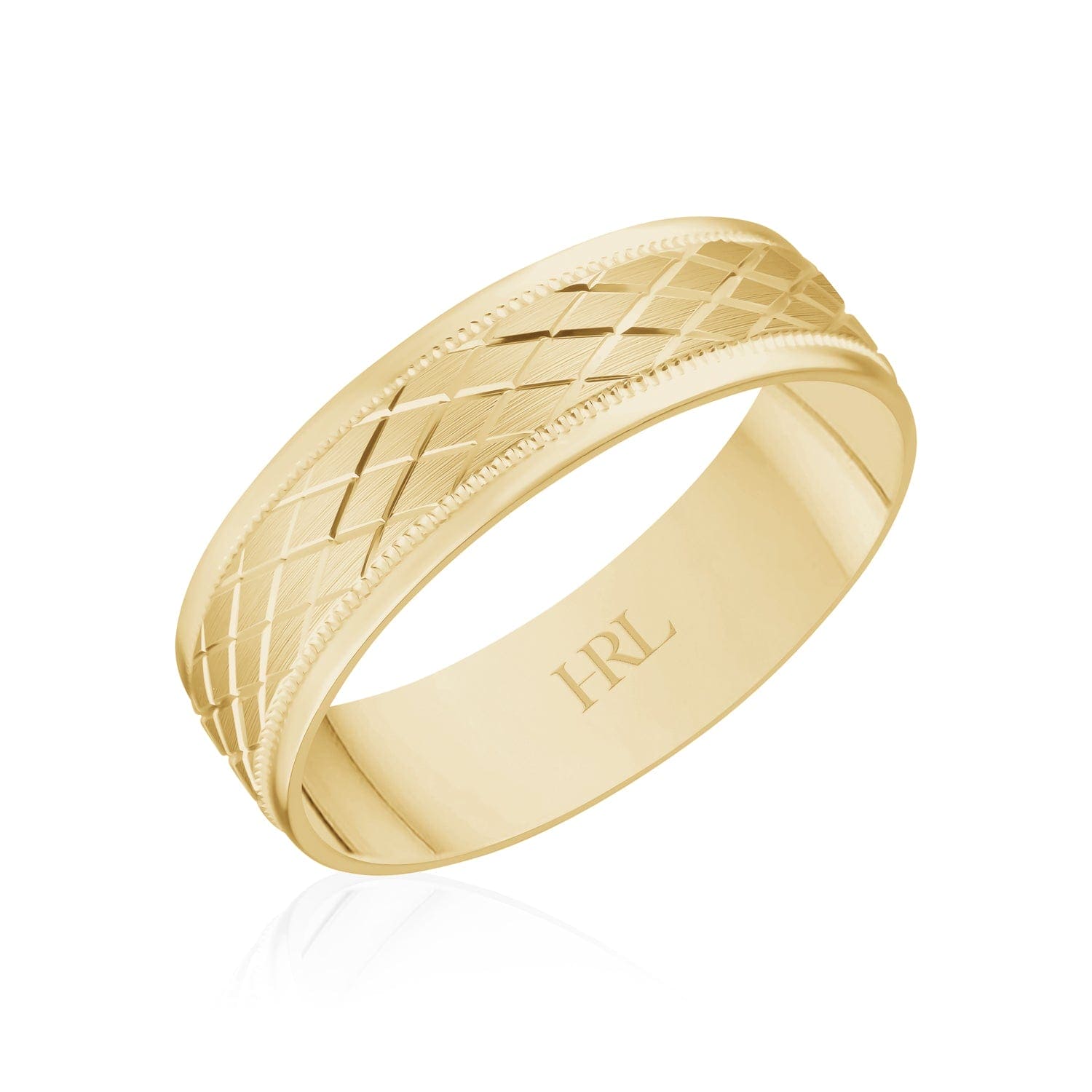 Diamond-Cut Pattern Gold Band