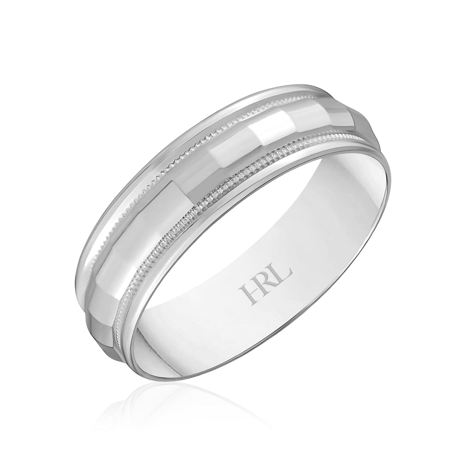 Polished Beveled White Gold Band