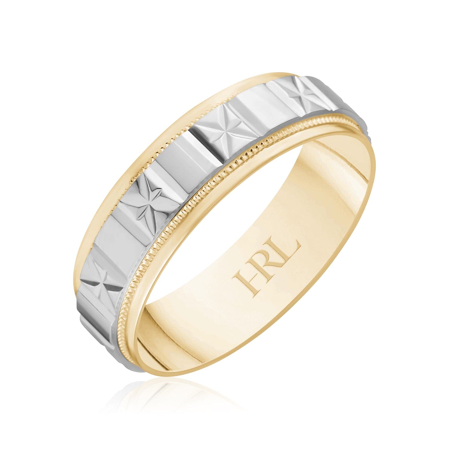 Star-Cut Two-Tone Gold Band