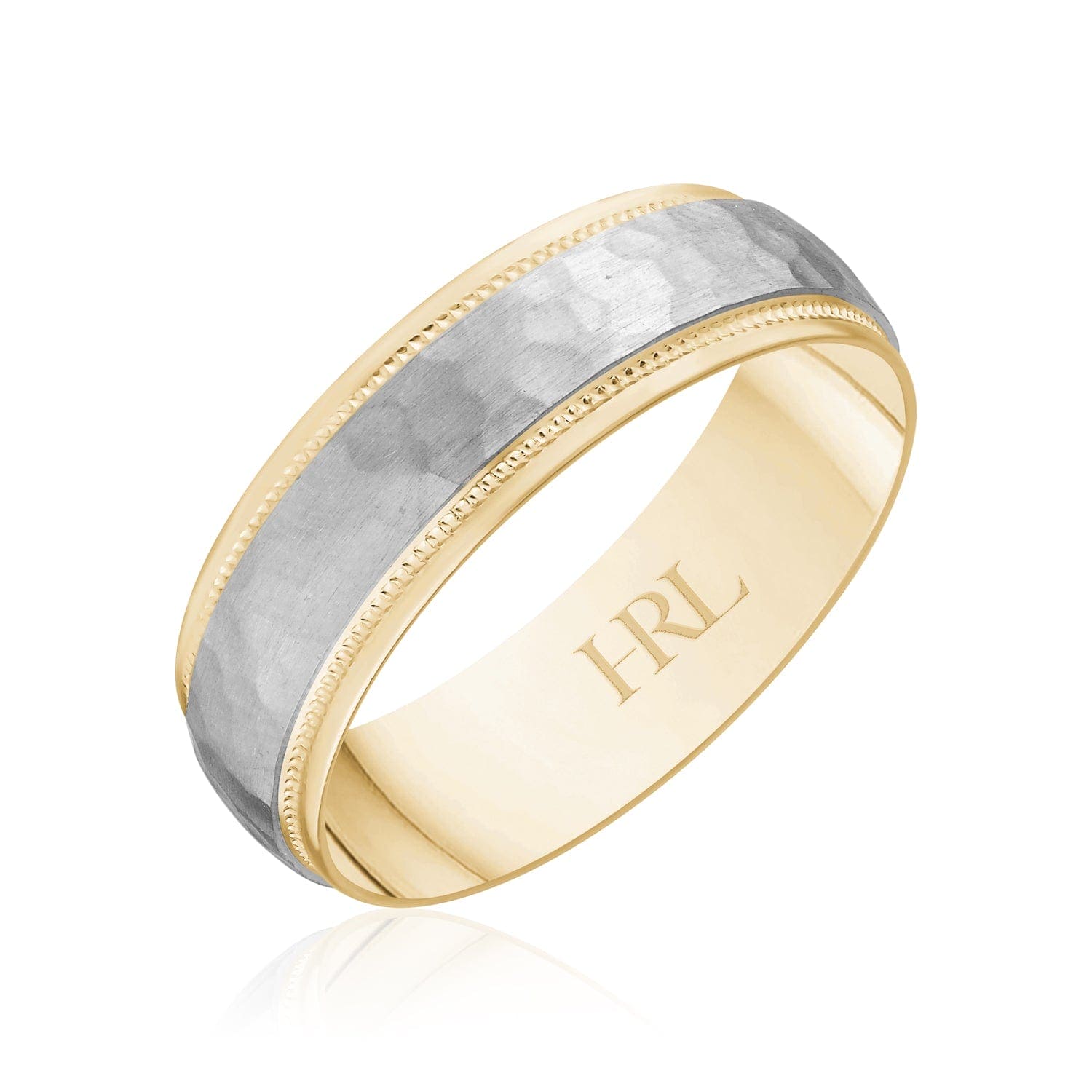 Hammered Two-Tone Gold Band