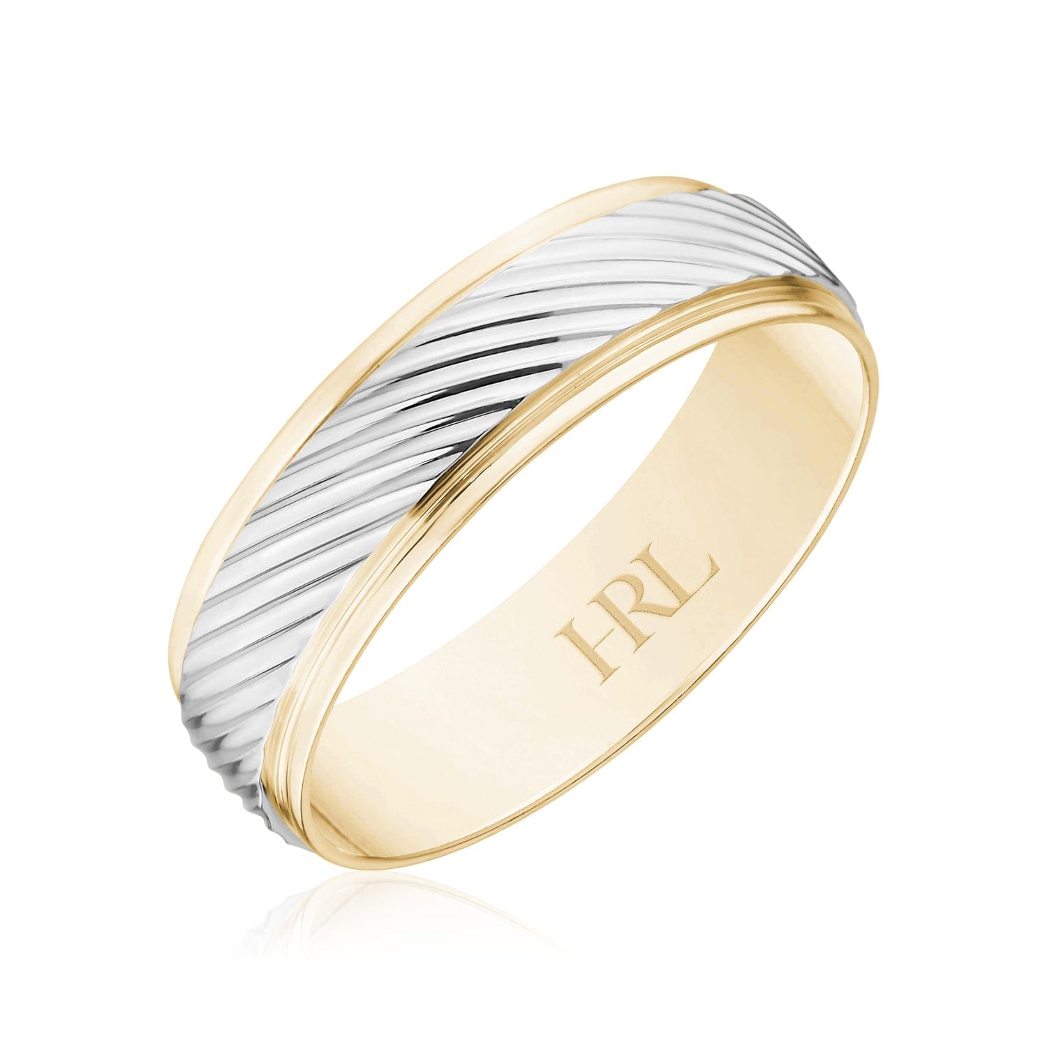 Diagonal Groove Two-Tone Gold Band