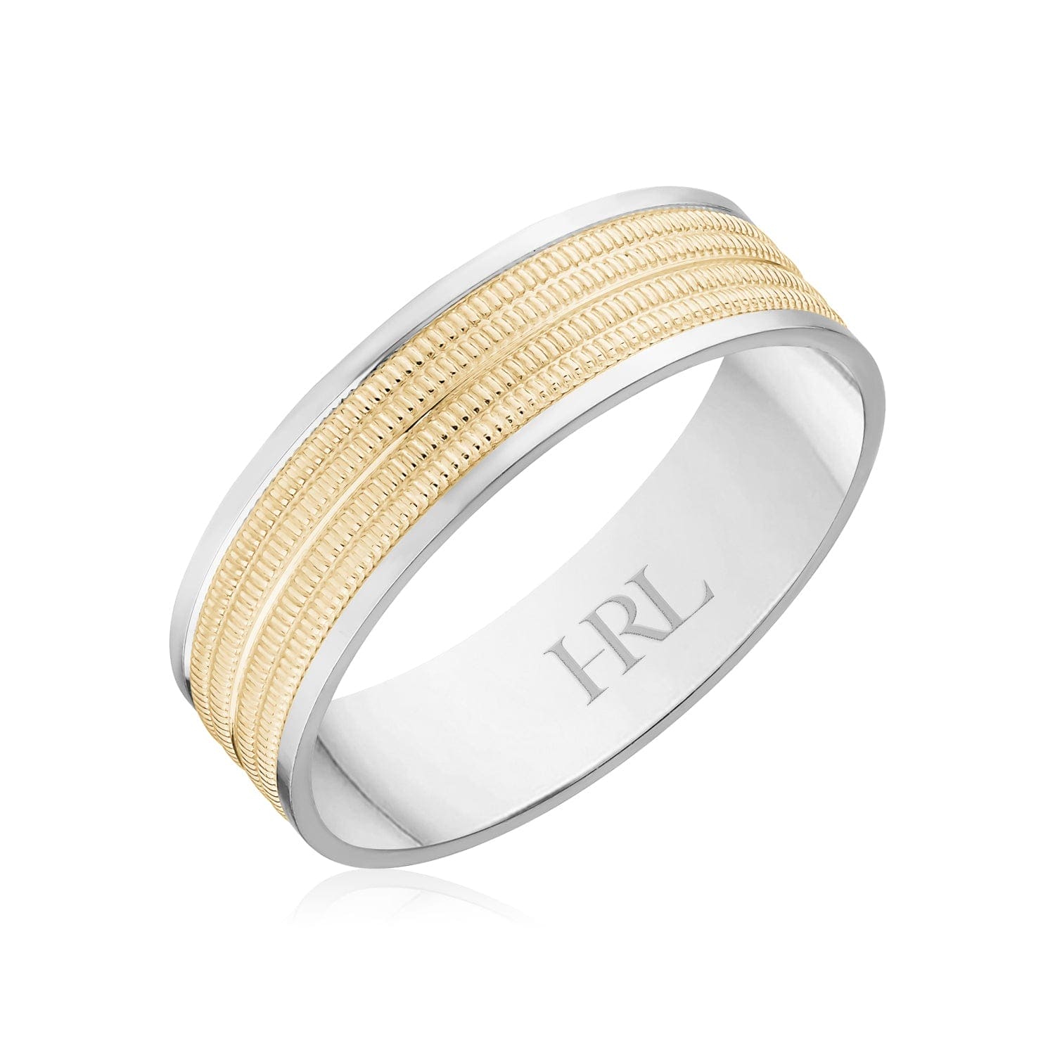 Ridged Yellow & White Gold Band