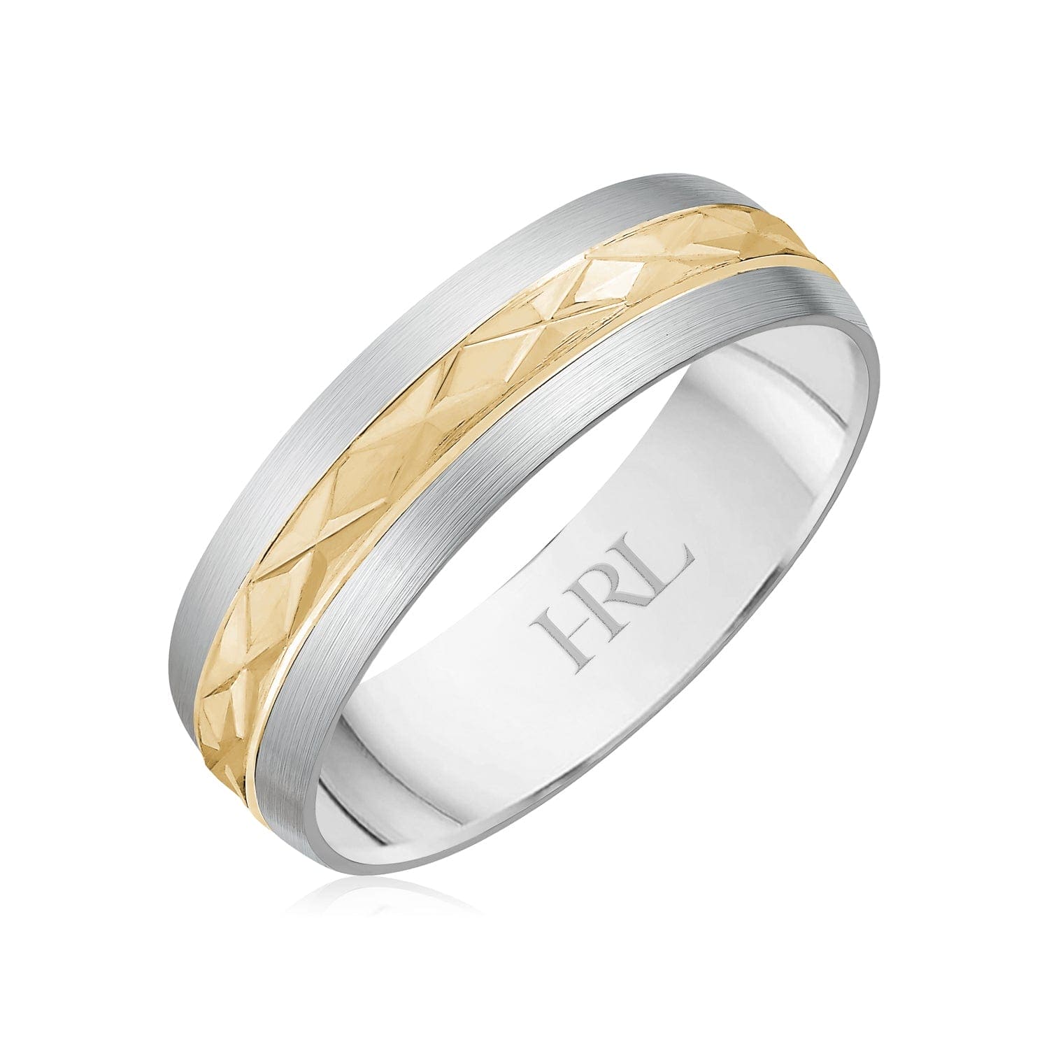 Diamond-Cut Center Two-Tone Gold Band