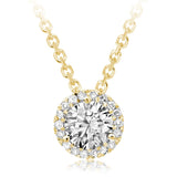 14K Yellow Gold Martini Halo Diamond Pendant