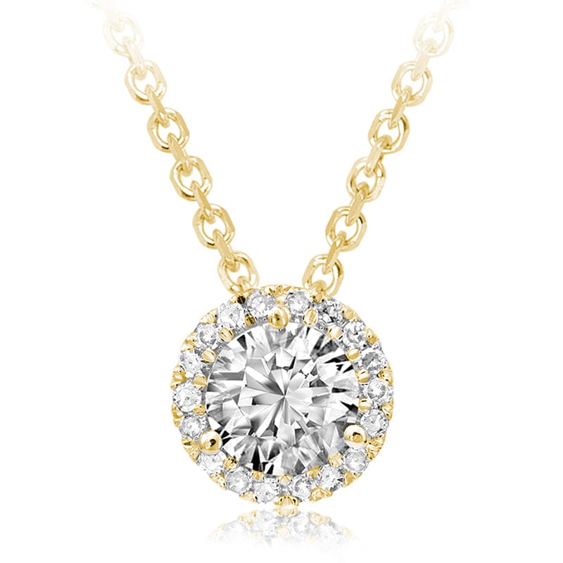 14K Yellow Gold Martini Halo Diamond Pendant
