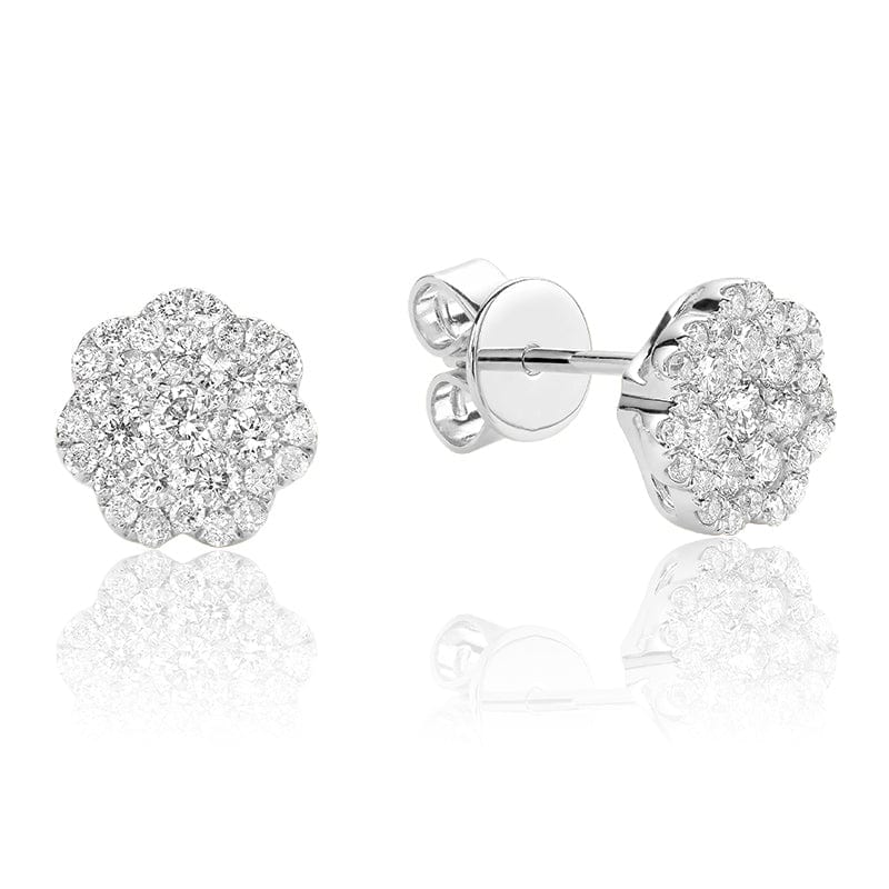 Diamond Flower Stud Earrings