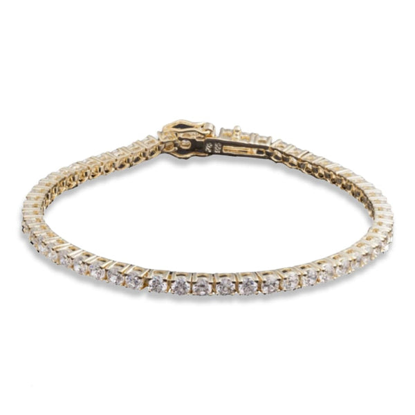 Yellow Gold Plated Sterling Silver with Tennis Bracelet