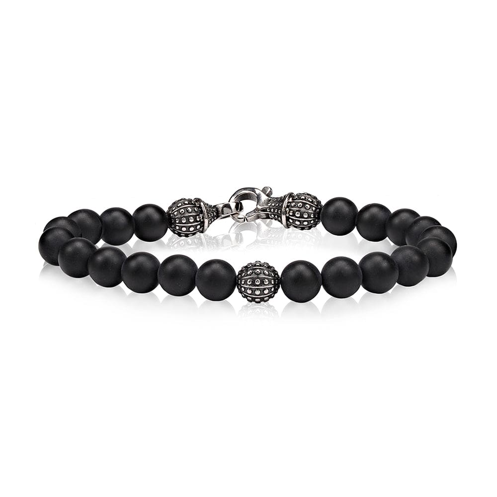 8mm Matte Black Onyx Bead Bracelet 8.5"