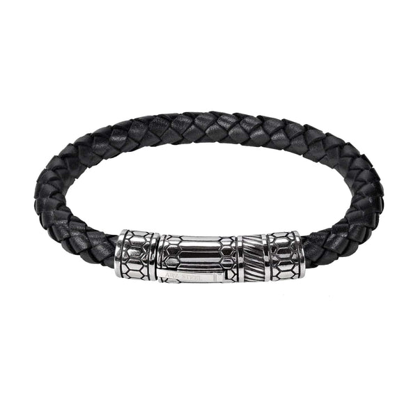 Steel Men's Leather Bracelet