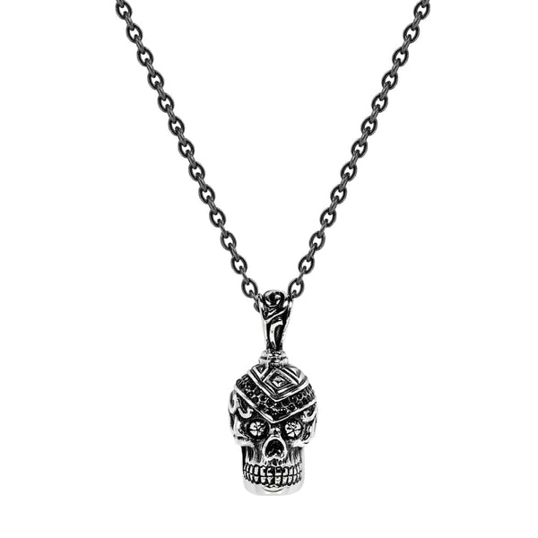 Steel Skull Necklace with 28" Chain