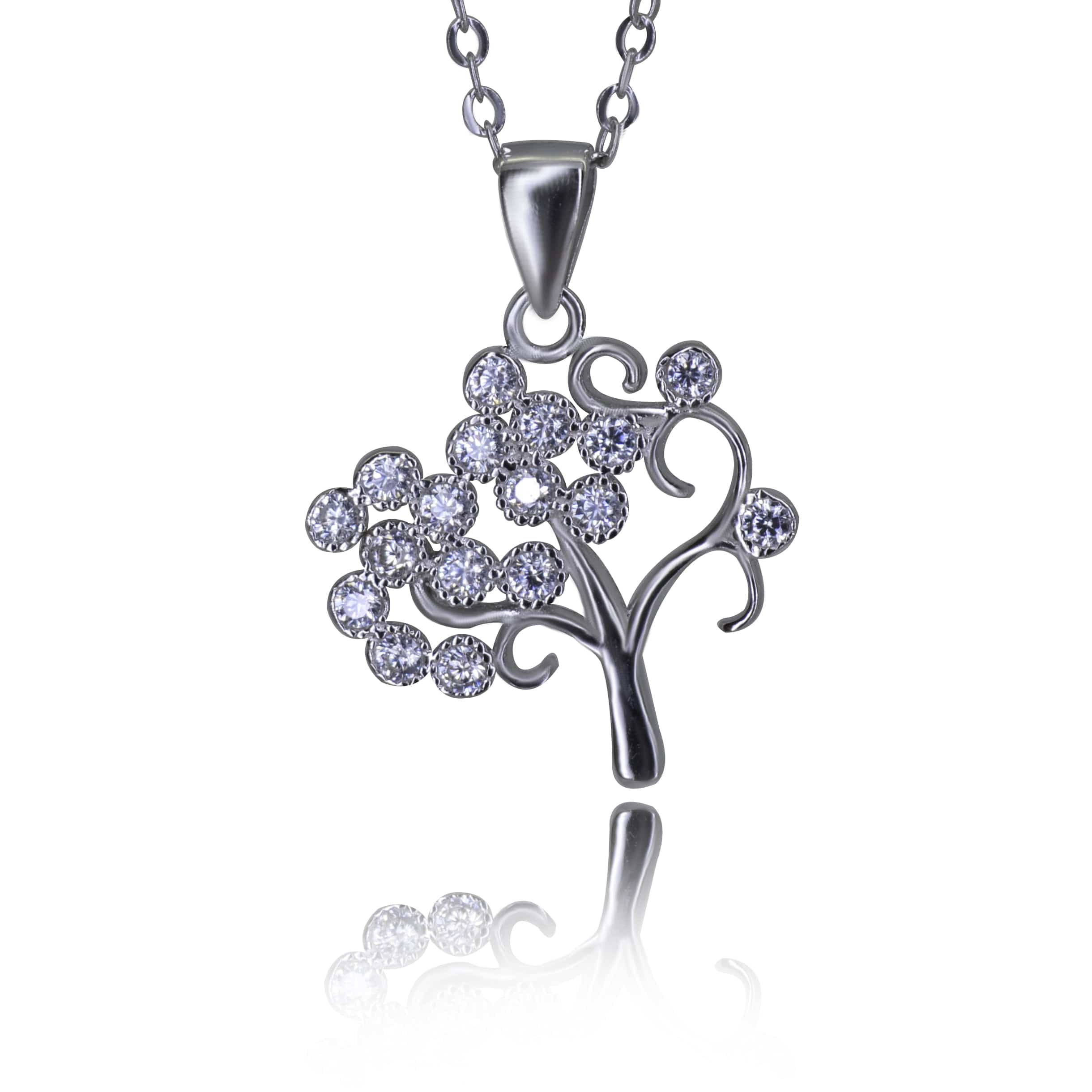 Sterling Silver CZ Tree Pendant