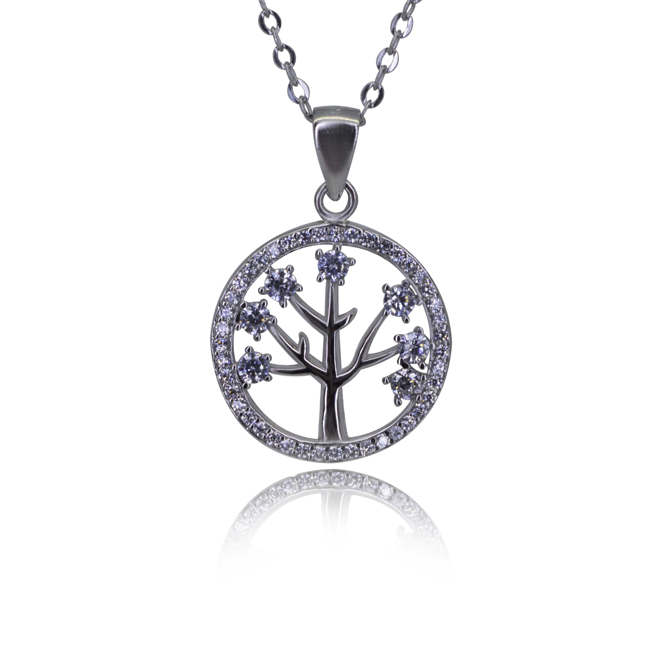 Sterling Silver CZ Tree Pendant