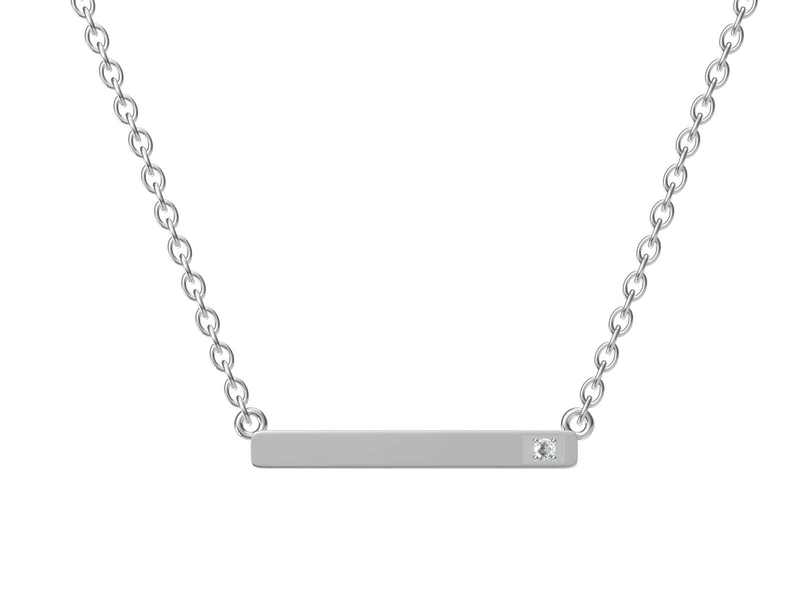 Sterling Silver CZ Bar Necklace