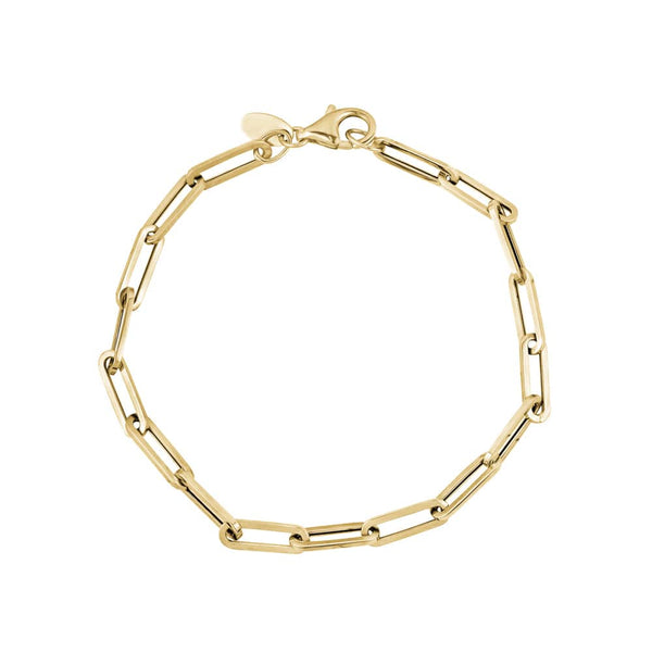 14K Gold Paperclip Chain Bracelet - medium size