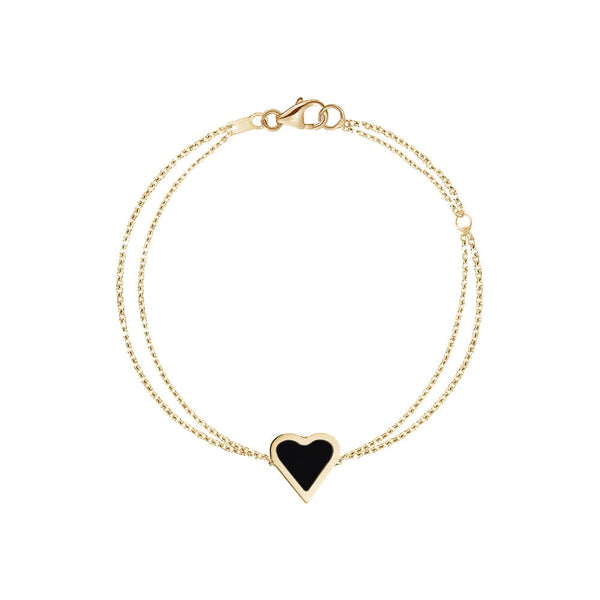 Mini Enamel Black Heart Bracelet