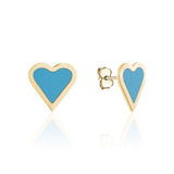 Blue Enamel Heart Earrings