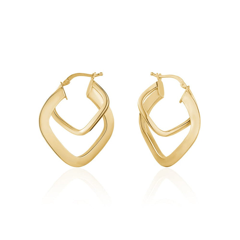 18K Gold Square Hoop Earrings