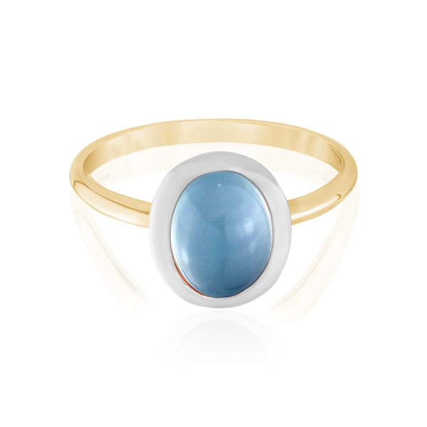 Two Tone Blue Agate Gemstone Ring