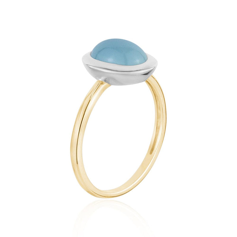 Two Tone Blue Agate Gemstone Ring