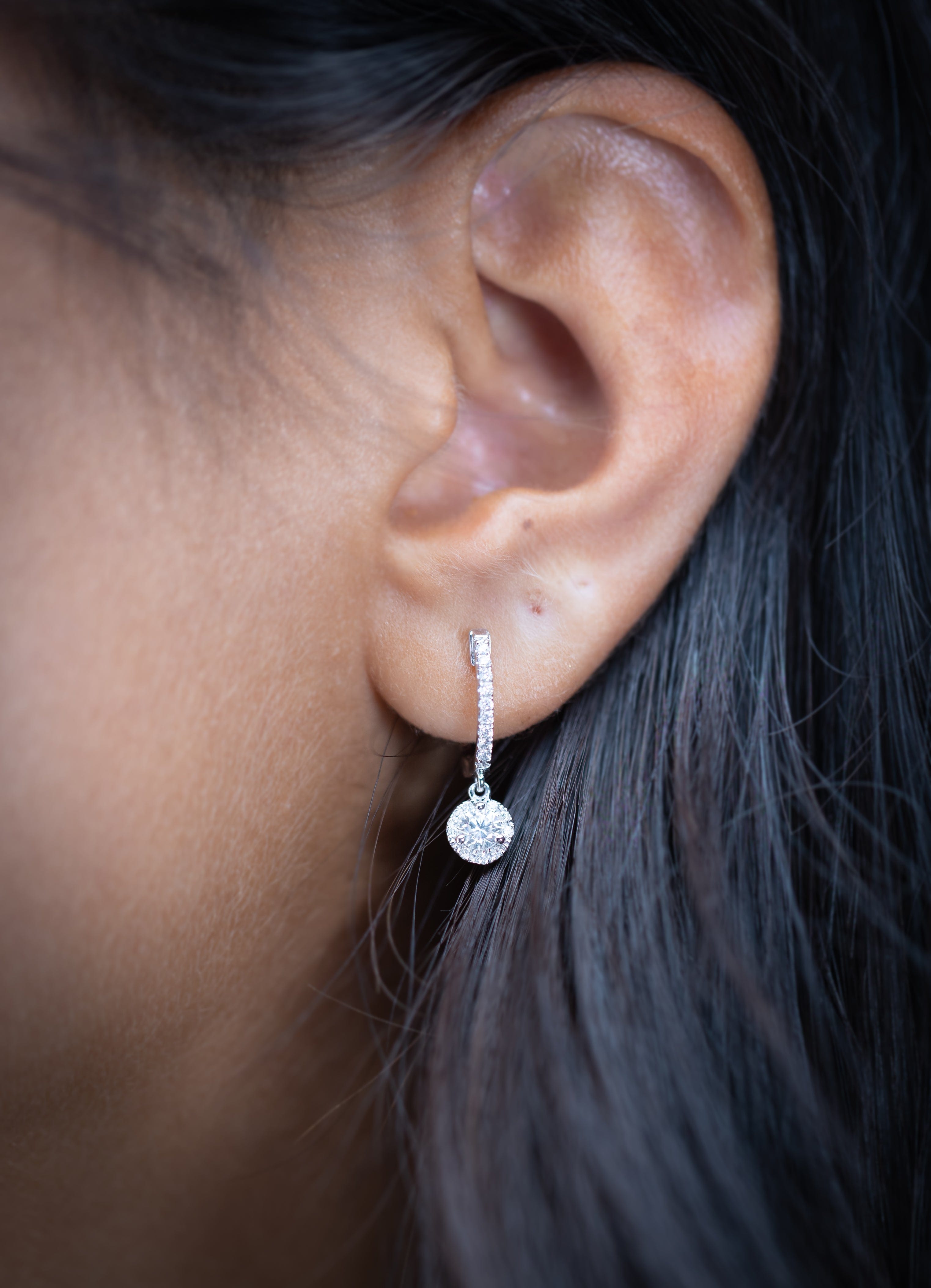 Martini Drop Diamond Halo Earrings