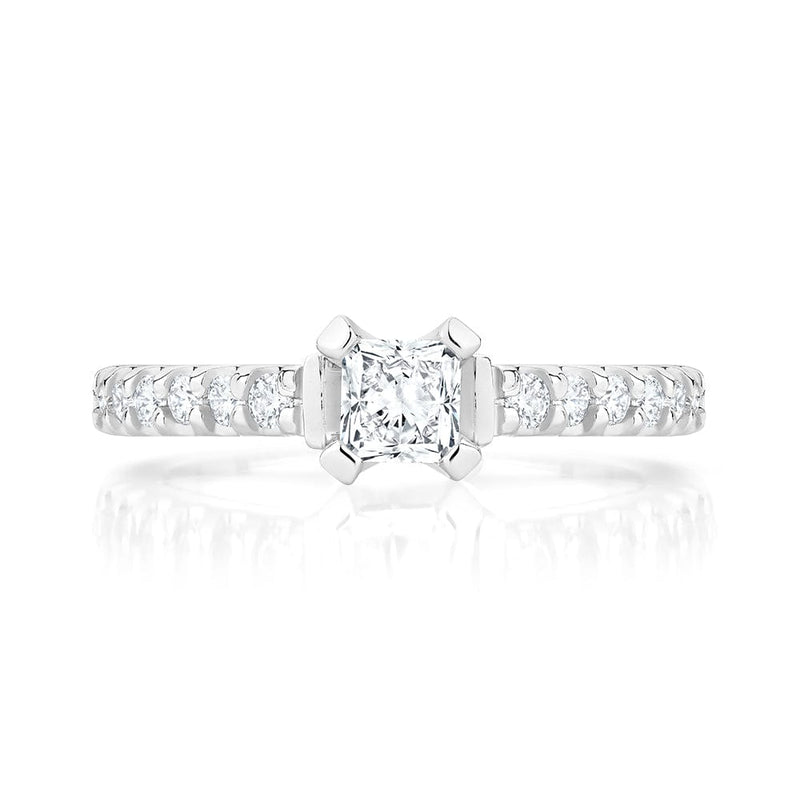 Canadian Radiant Cut Diamond Ring with Side Stones