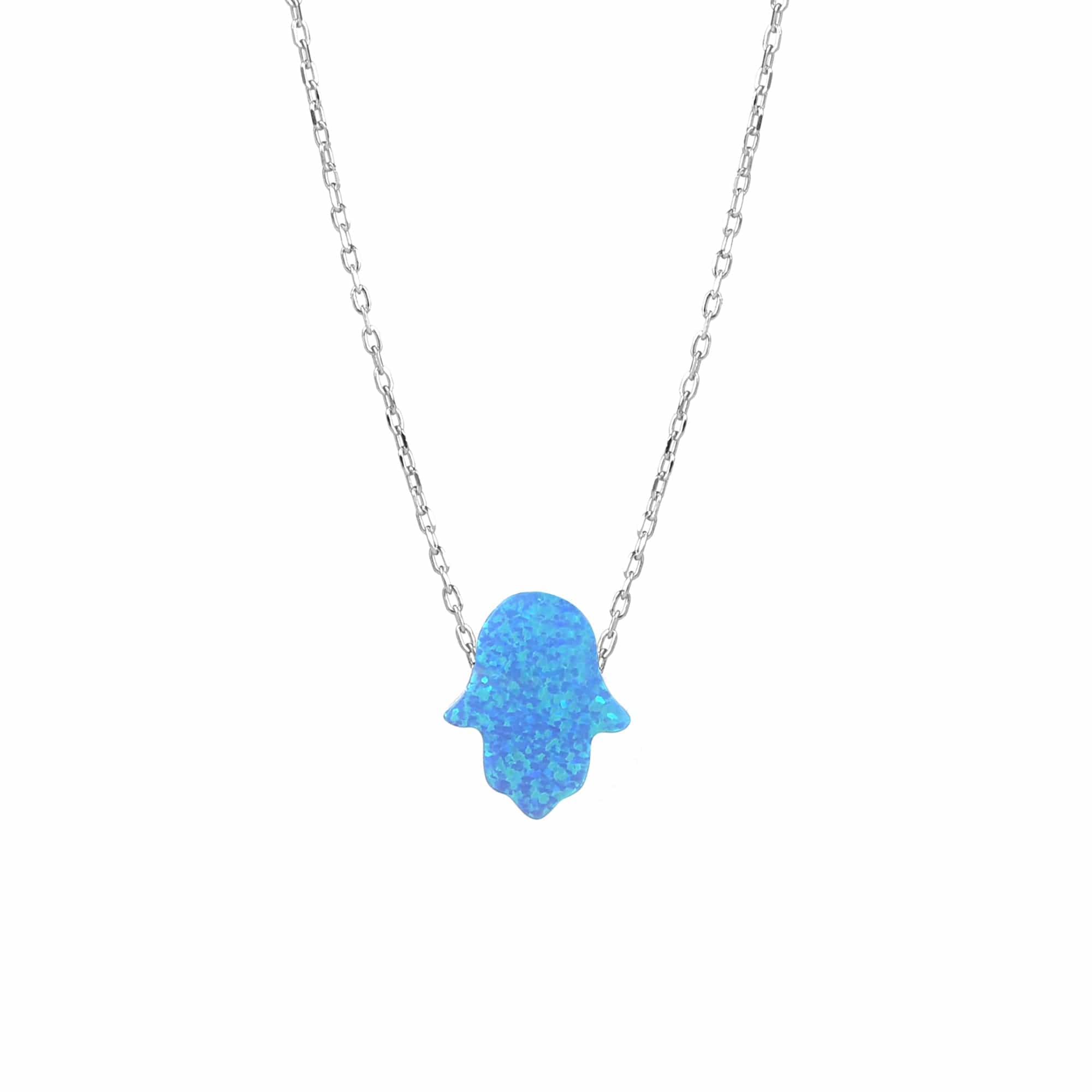 Opal Hamsa Sterling Silver Pendant