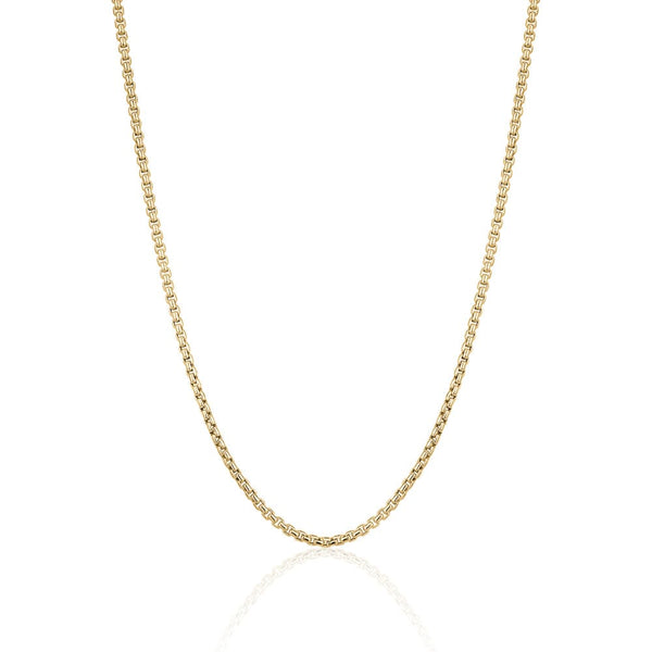 18K Yellow Gold Round Box Chain Necklace
