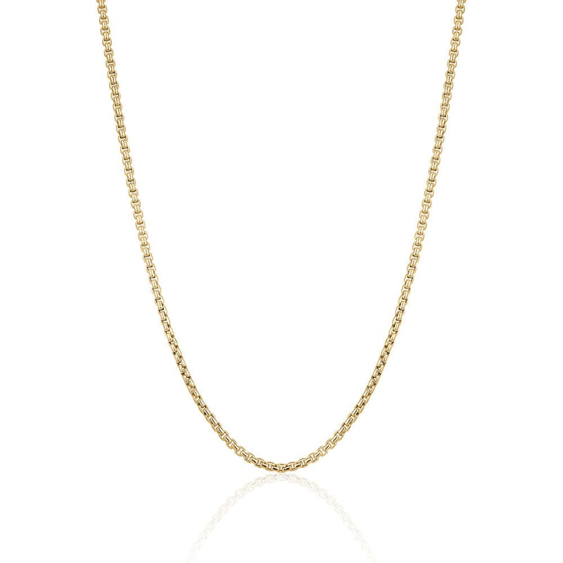 18K Yellow Gold Round Box Chain Necklace
