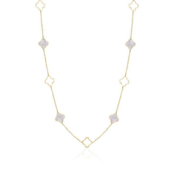White Clover Gold Necklace