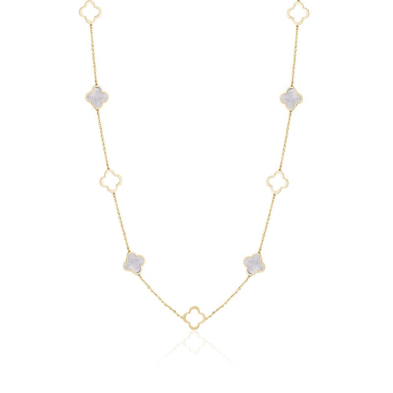 White Clover Gold Necklace