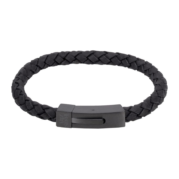 Black Leather Clasp Bracelet