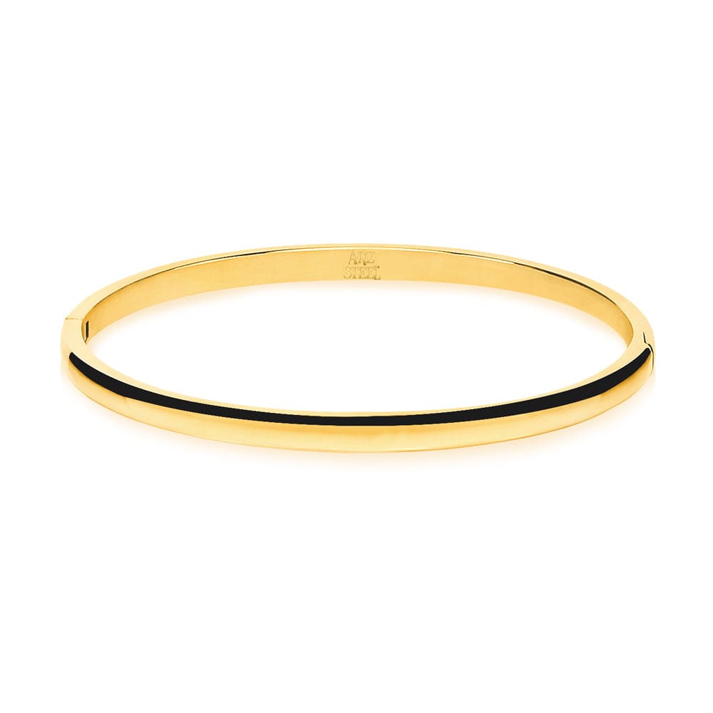 Gold Plated & Steel Dome Slim Bangle Bracelet