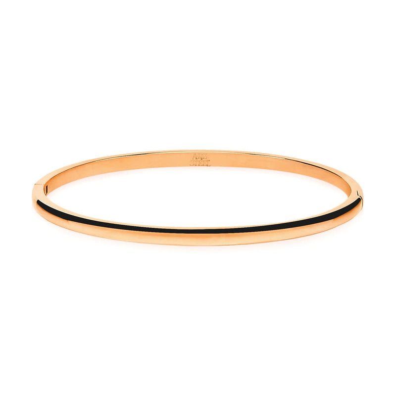 Gold Plated & Steel Dome Slim Bangle Bracelet