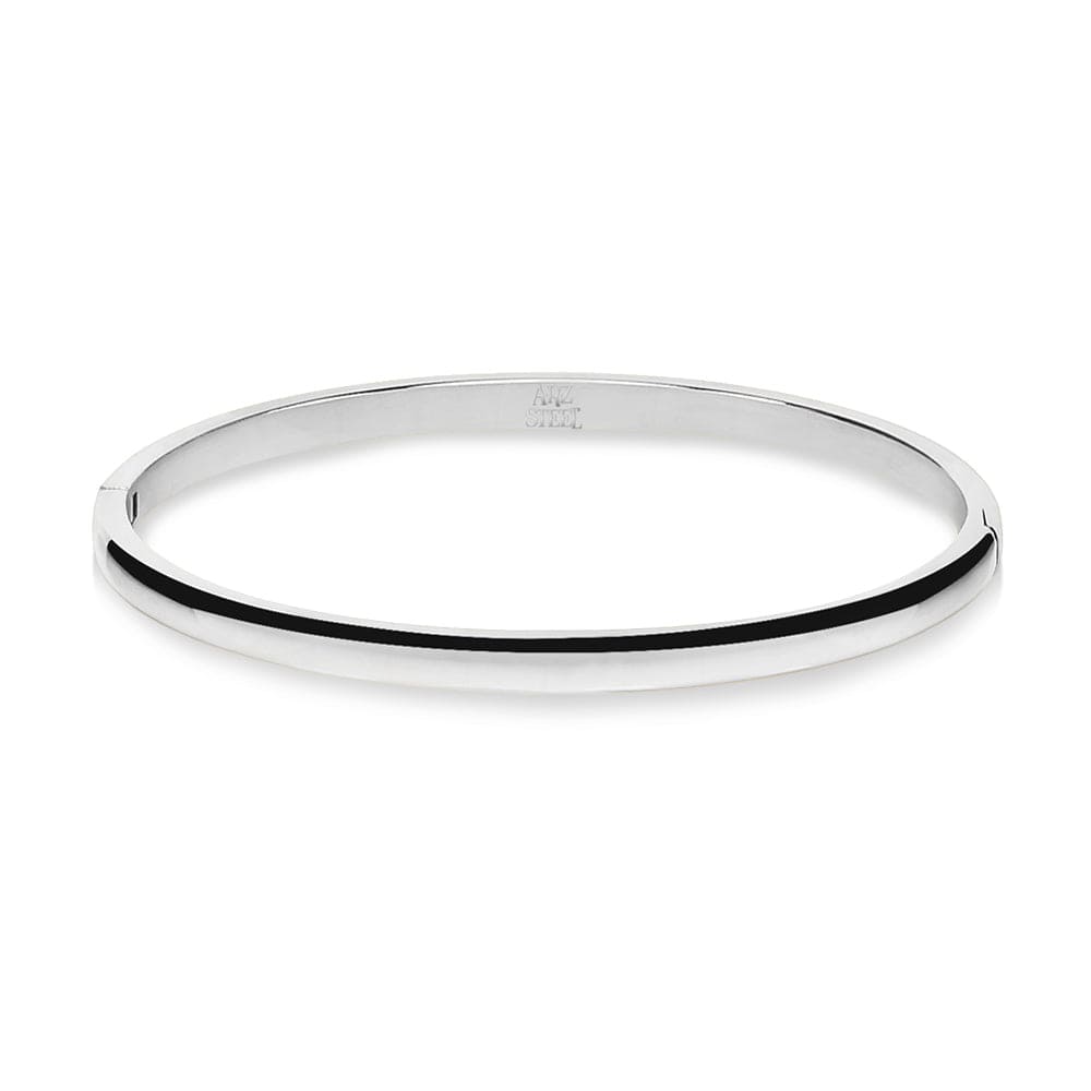 Gold Plated & Steel Dome Slim Bangle Bracelet