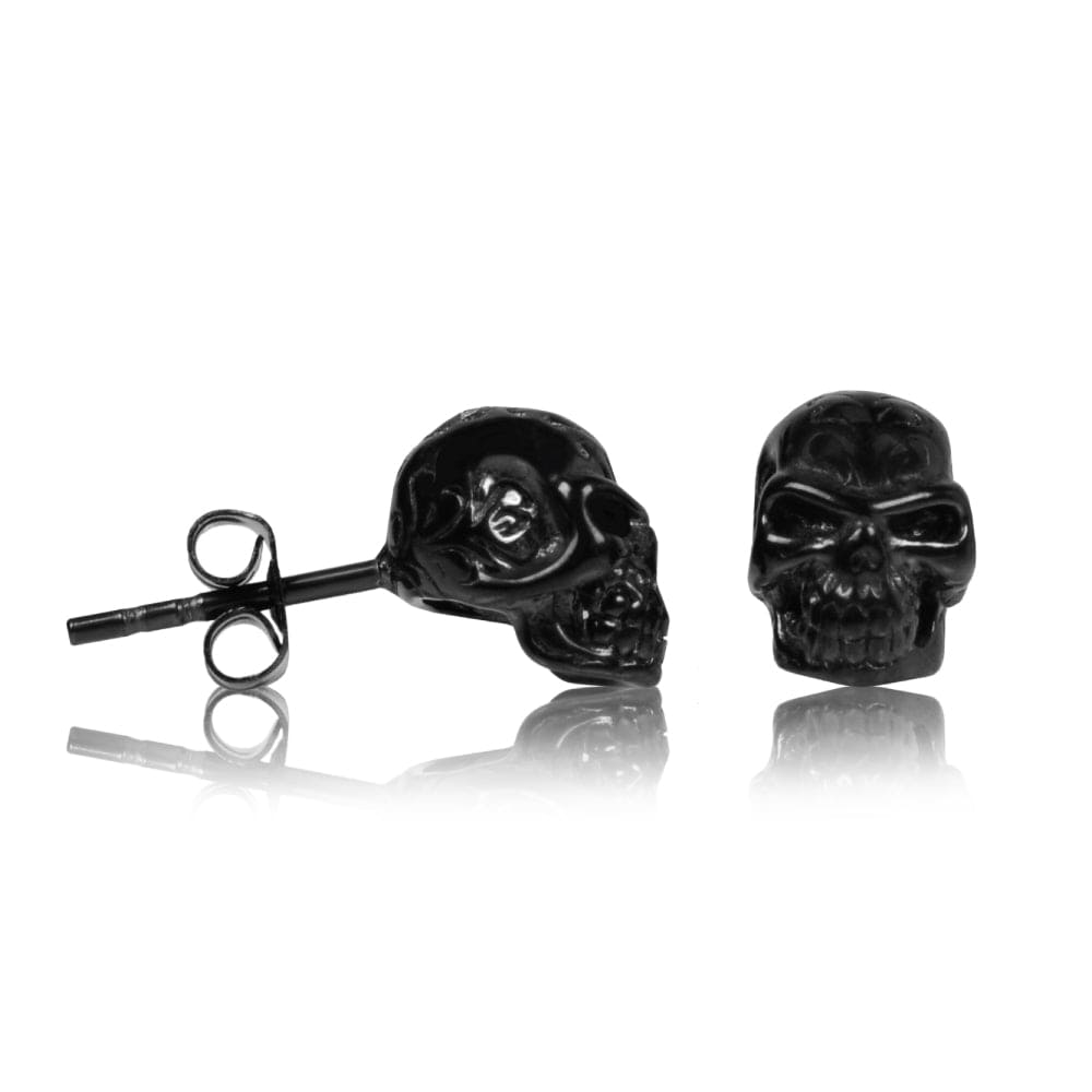 A.R.Z Steel & Gold Plated Skull Earrings