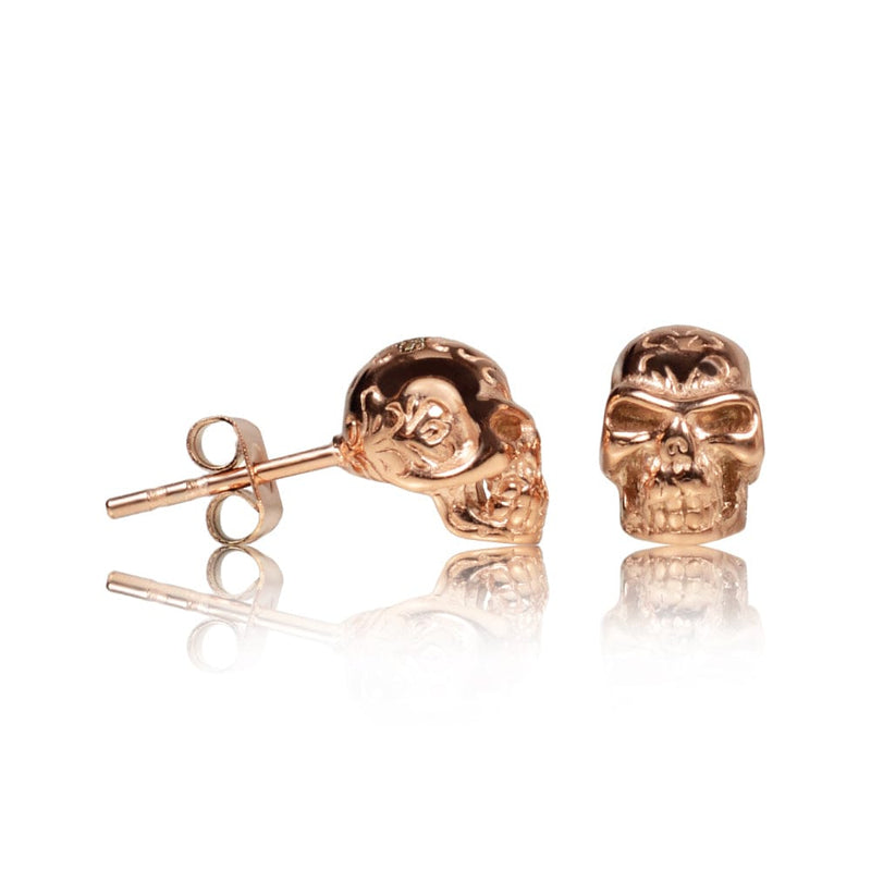 A.R.Z Steel & Gold Plated Skull Earrings