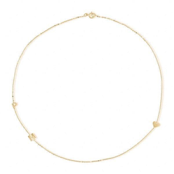 14K gold custom sideways initial necklace