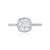 Cushion Cut Halo Diamond Engagement Ring with Pave