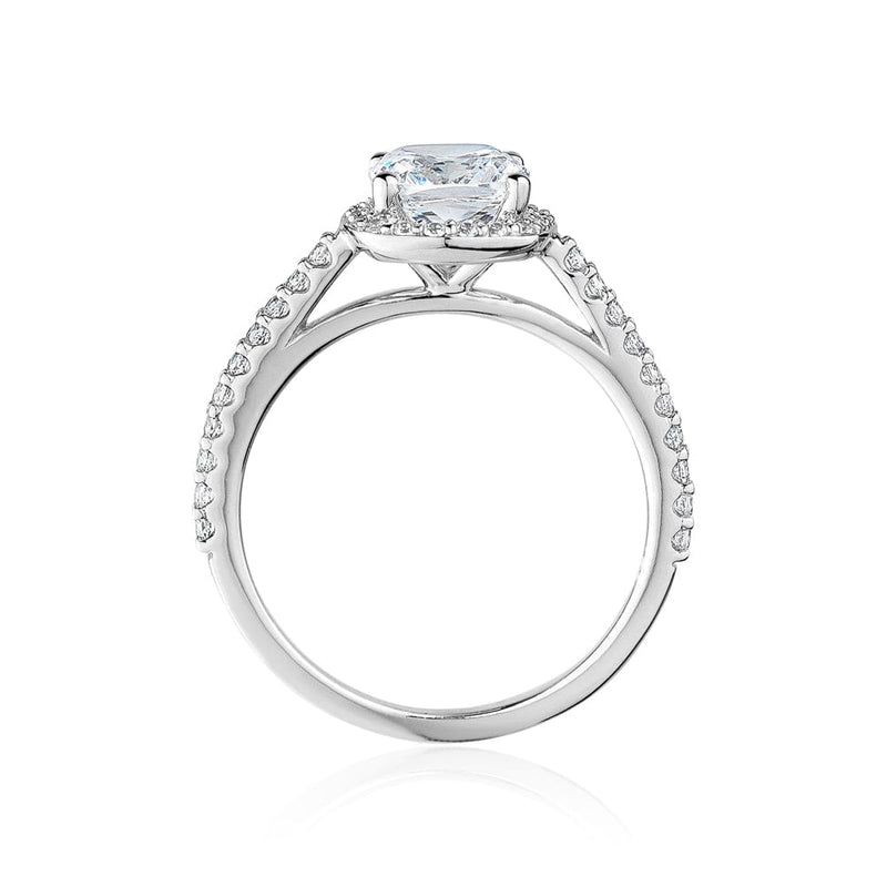Cushion Cut Halo Diamond Engagement Ring with Pave