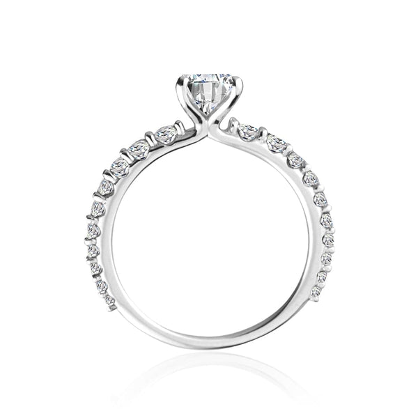 Oval Cut Diamond Engagement Ring With Graduating Side Stones