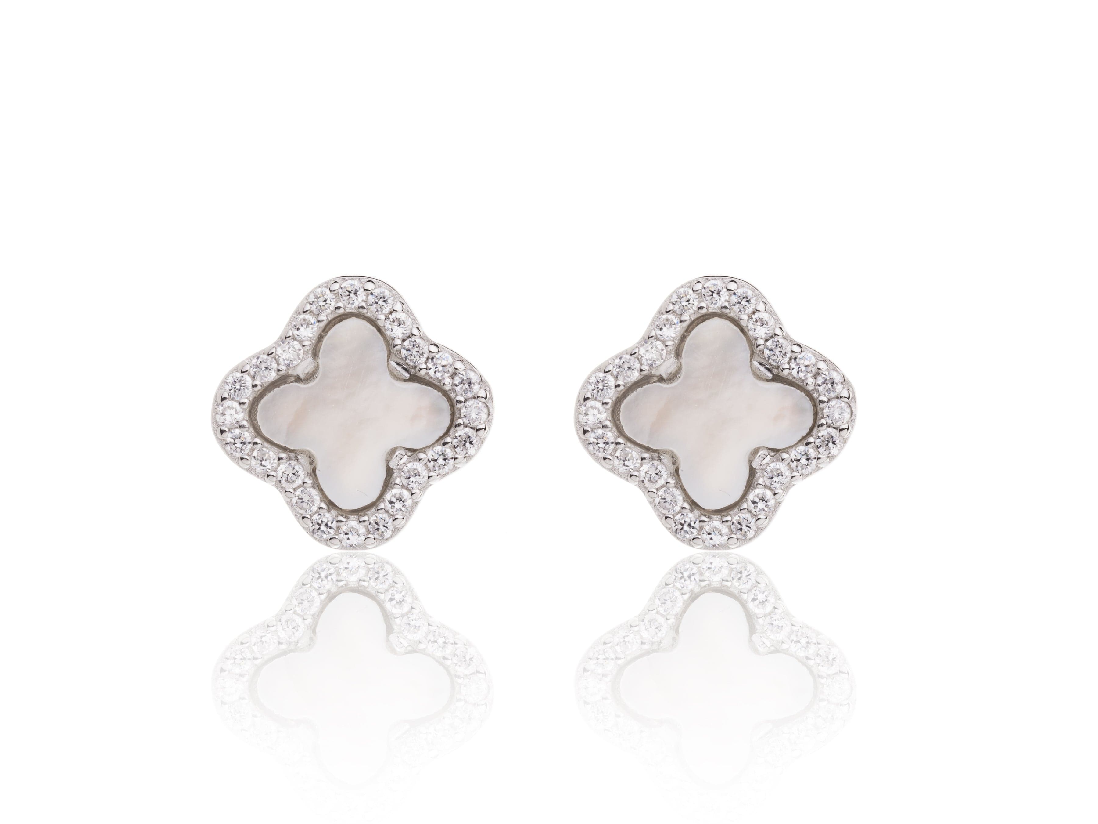 Sterling Silver and Mother of Pearl Flower Earrings