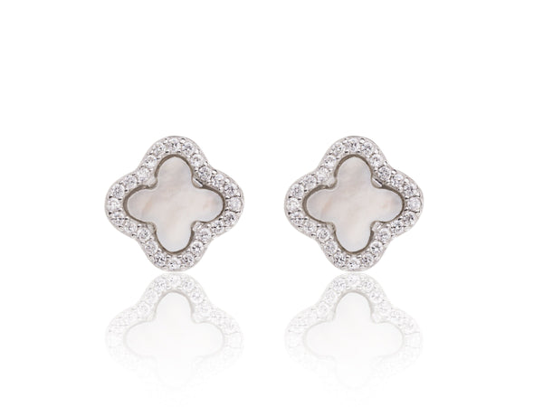 Sterling Silver and Mother of Pearl Flower Earrings